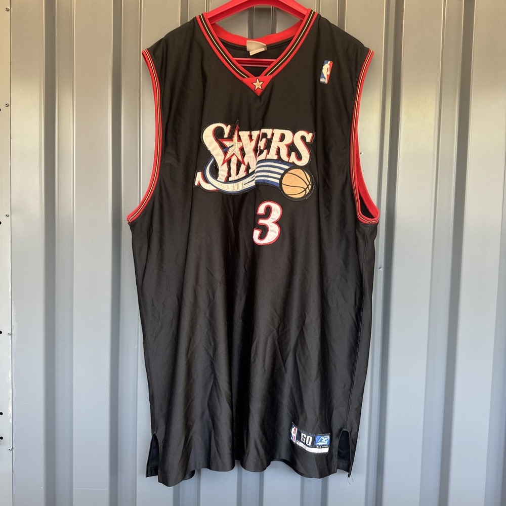 Philadelphia 76ers Jersey XL Allen Iverson Reebok Sixers Black Size 60